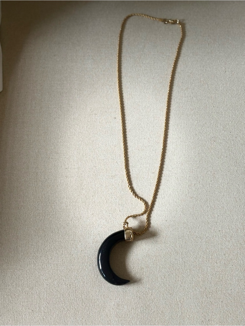 Kenneth Jay Lane Vintage Gold-Tone Chain with Black Crescent Pendant